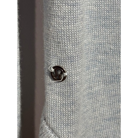 Lululemon Open Back Pointelle Knit Sweater Heathered Blue Crewneck Womens Size 6 - Picture 3 of 10